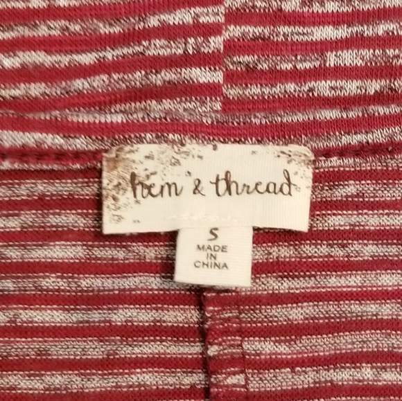 Hem & Thread Pullover Striped Burgundy Gray Size S - Picture 12 of 14
